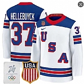 Men's USA #37 Connor Hellebuyck Home White 2026 Olympic Jersey Dzhi,baseball caps,new era cap wholesale,wholesale hats