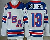 Men's USA #13 Johnny Gaudreau White 2026 olympics Stitched Jersey