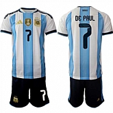 Men's Argentina #7 DE PAUL National Team FIFA x World Cup 2026 Home White On Field Jersey,baseball caps,new era cap wholesale,wholesale hats