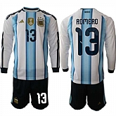 Men's Argentina #13 ROMERO Long Sleeve National Team FIFA x World Cup 2026 Home White On Field Jersey,baseball caps,new era cap wholesale,wholesale hats