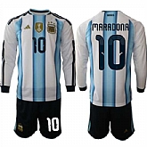 Men's Argentina #10 MARADONA Long Sleeve National Team FIFA x World Cup 2026 Home White On Field Jersey,baseball caps,new era cap wholesale,wholesale hats