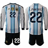 Men's Argentina #22 L.MARTINEZ Long Sleeve National Team FIFA x World Cup 2026 Home White On Field Jersey,baseball caps,new era cap wholesale,wholesale hats