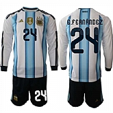 Men's Argentina #24 E.FEANANDEZ Long Sleeve National Team FIFA x World Cup 2026 Home White On Field Jersey,baseball caps,new era cap wholesale,wholesale hats