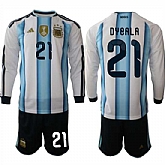 Men's Argentina #21 DYBALA Long Sleeve National Team FIFA x World Cup 2026 Home White On Field Jersey,baseball caps,new era cap wholesale,wholesale hats