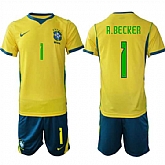 Men's Brazil #1 A.BECKER National Team FIFA x World Cup 2026 Home On Field Jersey,baseball caps,new era cap wholesale,wholesale hats