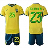 Men's Brazil #23 EDERSON M. National Team FIFA x World Cup 2026 Home On Field Jersey,baseball caps,new era cap wholesale,wholesale hats