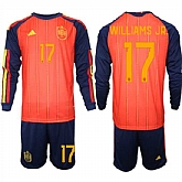 Men's Spain #17 WILLIAMS JR. National Team FIFA x World Cup 2026 Long Sleeve Home Red On Field Jerseys,baseball caps,new era cap wholesale,wholesale hats