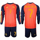 Men's Spain #7 DAVID VILLA National Team FIFA x World Cup 2026 Long Sleeve Home Red On Field Jerseys,baseball caps,new era cap wholesale,wholesale hats