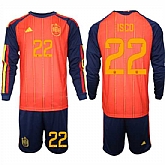 Men's Spain #22 ISCO National Team FIFA x World Cup 2026 Long Sleeve Home Red On Field Jerseys,baseball caps,new era cap wholesale,wholesale hats