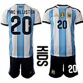 Youth Argentina #20 MAC ALLISTER National Team FIFA x World Cup 2026 Home White On Field Kids Jersey,baseball caps,new era cap wholesale,wholesale hats