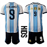 Youth Argentina #9 J.ALUAREZ National Team FIFA x World Cup 2026 Home White On Field Kids Jersey,baseball caps,new era cap wholesale,wholesale hats