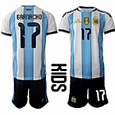 Youth Argentina #17 GARNACHO National Team FIFA x World Cup 2026 Home White On Field Kids Jersey,baseball caps,new era cap wholesale,wholesale hats