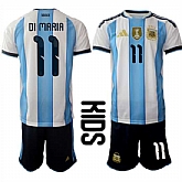 Youth Argentina #11 DI MARIA National Team FIFA x World Cup 2026 Home White On Field Kids Jersey,baseball caps,new era cap wholesale,wholesale hats