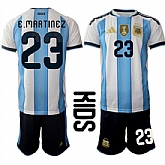 Youth Argentina #23 E.MARTINEZ National Team FIFA x World Cup 2026 Home White On Field Kids Jersey,baseball caps,new era cap wholesale,wholesale hats