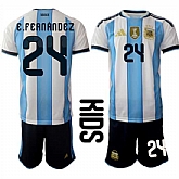 Youth Argentina #24 E.FEANANDEZ National Team FIFA x World Cup 2026 Home White On Field Kids Jersey,baseball caps,new era cap wholesale,wholesale hats