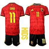 Youth Belgium #11 DOKU National Team FIFA x World Cup 2026 Home Red On Field Kids Jersey,baseball caps,new era cap wholesale,wholesale hats