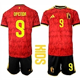 Youth Belgium #9 OPENDA National Team FIFA x World Cup 2026 Home Red On Field Kids Jersey,baseball caps,new era cap wholesale,wholesale hats