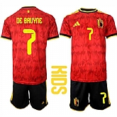 Youth Belgium #7 DE BAUYNE National Team FIFA x World Cup 2026 Home Red On Field Kids Jersey,baseball caps,new era cap wholesale,wholesale hats