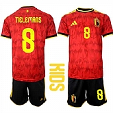Youth Belgium #8 TIELEMANS National Team FIFA x World Cup 2026 Home Red On Field Kids Jersey,baseball caps,new era cap wholesale,wholesale hats
