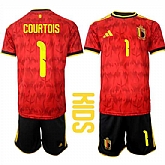 Youth Belgium #1 COURTOIS National Team FIFA x World Cup 2026 Home Red On Field Kids Jersey,baseball caps,new era cap wholesale,wholesale hats