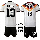 Youth Germany #13 MULLER National Team FIFA x World Cup 2026 Home White On Field Kids Jersey,baseball caps,new era cap wholesale,wholesale hats
