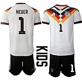 Youth Germany #1 NEUER National Team FIFA x World Cup 2026 Home White On Field Kids Jersey,baseball caps,new era cap wholesale,wholesale hats