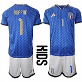 Youth Italy #1 BUFFON National Team FIFA x World Cup 2026 Home Blue On Field Kids Jerseys,baseball caps,new era cap wholesale,wholesale hats