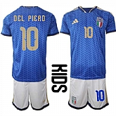 Youth Italy #10 DEL PIERO National Team FIFA x World Cup 2026 Home Blue On Field Kids Jerseys,baseball caps,new era cap wholesale,wholesale hats