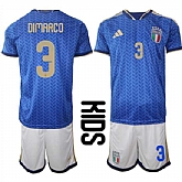 Youth Italy #3 DIMARCO National Team FIFA x World Cup 2026 Home Blue On Field Kids Jerseys,baseball caps,new era cap wholesale,wholesale hats