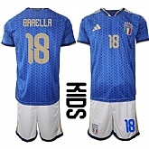 Youth Italy #18 BARELLA National Team FIFA x World Cup 2026 Home Blue On Field Kids Jerseys,baseball caps,new era cap wholesale,wholesale hats