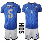 Youth Italy #5 LOCATELLI National Team FIFA x World Cup 2026 Home Blue On Field Kids Jerseys,baseball caps,new era cap wholesale,wholesale hats