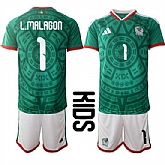 Youth Mexico #1 L.MALAGON National Team FIFA x World Cup 2026 Home Green On Field Kids Jersey,baseball caps,new era cap wholesale,wholesale hats