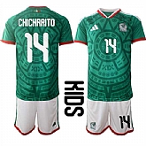 Youth Mexico #14 CHICHARITO National Team FIFA x World Cup 2026 Home Green On Field Kids Jersey,baseball caps,new era cap wholesale,wholesale hats