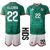 Youth Mexico #22 H.LOZANO National Team FIFA x World Cup 2026 Home Green On Field Kids Jersey,baseball caps,new era cap wholesale,wholesale hats