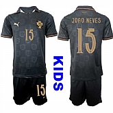Youth Portugal #15 JOAO NEVES National Team FIFA x World Cup 2026 Away Gray On Eusebio special edition Kids Jersey,baseball caps,new era cap wholesale,wholesale hats