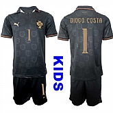 Youth Portugal #1 DIOGO COSTA National Team FIFA x World Cup 2026 Away Gray On Eusebio special edition Kids Jersey,baseball caps,new era cap wholesale,wholesale hats