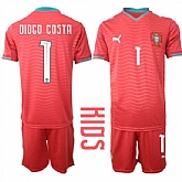 Youth Portugal #1 DIOGO COSTA National Team FIFA x World Cup 2026 Home Red On Eusebio special edition Kids Jersey,baseball caps,new era cap wholesale,wholesale hats