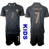 Youth Portugal #7 RONALDO National Team FIFA x World Cup 2026 Away Gray On Eusebio special edition Kids Jersey,baseball caps,new era cap wholesale,wholesale hats
