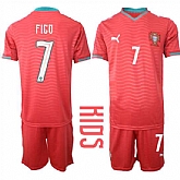 Youth Portugal #7 FIGO National Team FIFA x World Cup 2026 Home Red On Eusebio special edition Kids Jersey,baseball caps,new era cap wholesale,wholesale hats