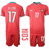 Youth Portugal #17 R.LEAO National Team FIFA x World Cup 2026 Home Red On Eusebio special edition Kids Jersey,baseball caps,new era cap wholesale,wholesale hats