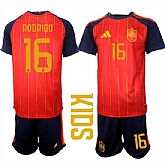 Youth Spain #16 RODRIGO National Team FIFA x World Cup 2026 Home Red On Field Kids Jerseys,baseball caps,new era cap wholesale,wholesale hats