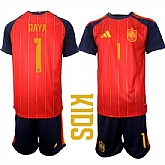 Youth Spain #1 RAYA National Team FIFA x World Cup 2026 Home Red On Field Kids Jerseys,baseball caps,new era cap wholesale,wholesale hats