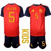 Youth Spain #5 HUIJSEN National Team FIFA x World Cup 2026 Home Red On Field Kids Jerseys,baseball caps,new era cap wholesale,wholesale hats