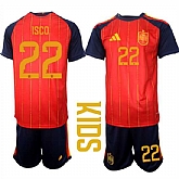 Youth Spain #22 ISCO National Team FIFA x World Cup 2026 Home Red On Field Kids Jerseys,baseball caps,new era cap wholesale,wholesale hats