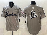 Men's New York Yankees Team Big Logo Grey With Patch Limited Stitched Jersey,baseball caps,new era cap wholesale,wholesale hats