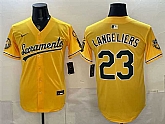Men's Oakland Athletics #23 Shea Langeliers 2026 Yellow Alternate Sacramento Celebrating 125 Years Vapor Limited Stitched Jersey,baseball caps,new era cap wholesale,wholesale hats