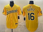 Men's Oakland Athletics #16 Nick Kurtz 2026 Yellow Alternate Sacramento Celebrating 125 Years Vapor Limited Stitched Jersey,baseball caps,new era cap wholesale,wholesale hats