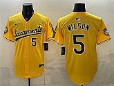 Men's Oakland Athletics #5 Jacob Wilson 2026 Yellow Alternate Sacramento Celebrating 125 Years Vapor Limited Stitched Jersey,baseball caps,new era cap wholesale,wholesale hats