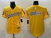 Mens Oakland Athletics Team Big Logo 2026 Yellow Alternate Sacramento Celebrating 125 Years Vapor Limited Stitched Jerseys,baseball caps,new era cap wholesale,wholesale hats