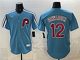 Men's Philadelphia Phillies #12 Kyle Schwarber Blue Cool Base Stitched Jersey,baseball caps,new era cap wholesale,wholesale hats
